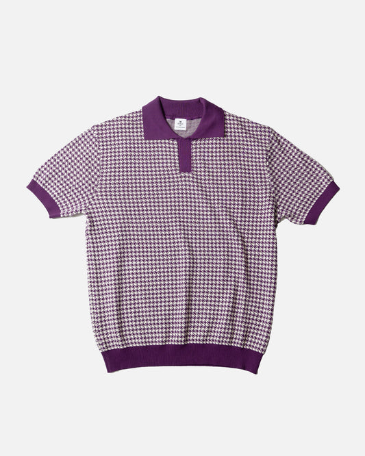 Iolo houndstooth Half Collar Polo Purple/Cream