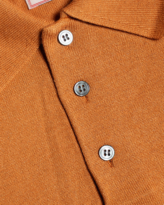 The Decorum Silk Knit Polo Shirt - Apricot Orange