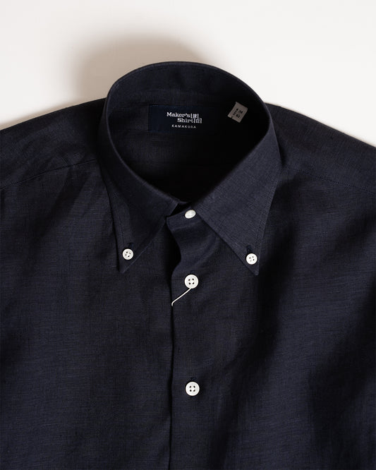 Kamakura Navy Linen Napoli Shirt