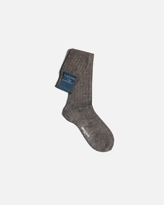 Bresciani LM121 Terra Ribbed Over The Calf Linen socks