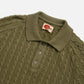 The Decorum Cable Knit Polo Shirt - Moss Green