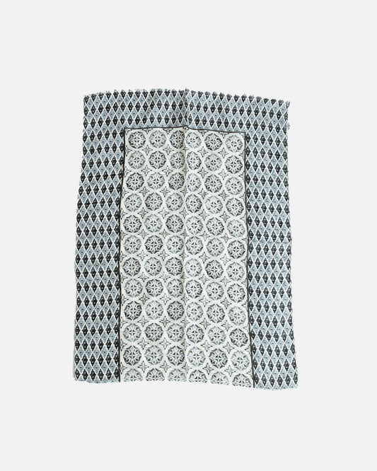 Calabrese Geometric Floral Scarf - White/Black/Grey
