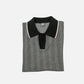Iolo Herringbone Half Collar Polo Shirt Black