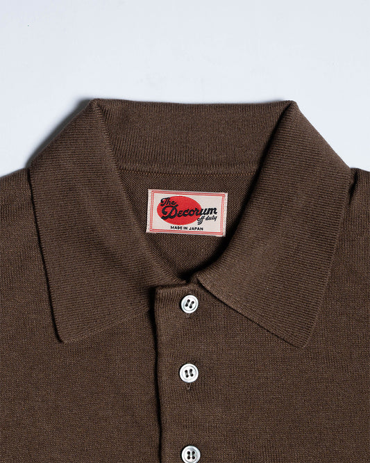 The Decorum Silk Knit Polo Shirt - Mocha Brown