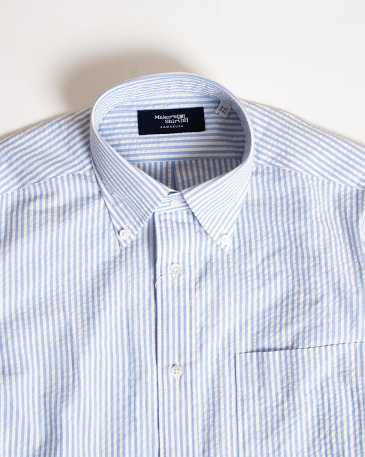 Kamakura Blue Stripe Seersucker Shirt