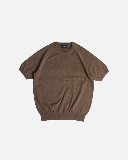 Decorum Crew Neck V-stitch Knit T-Shirt Brown