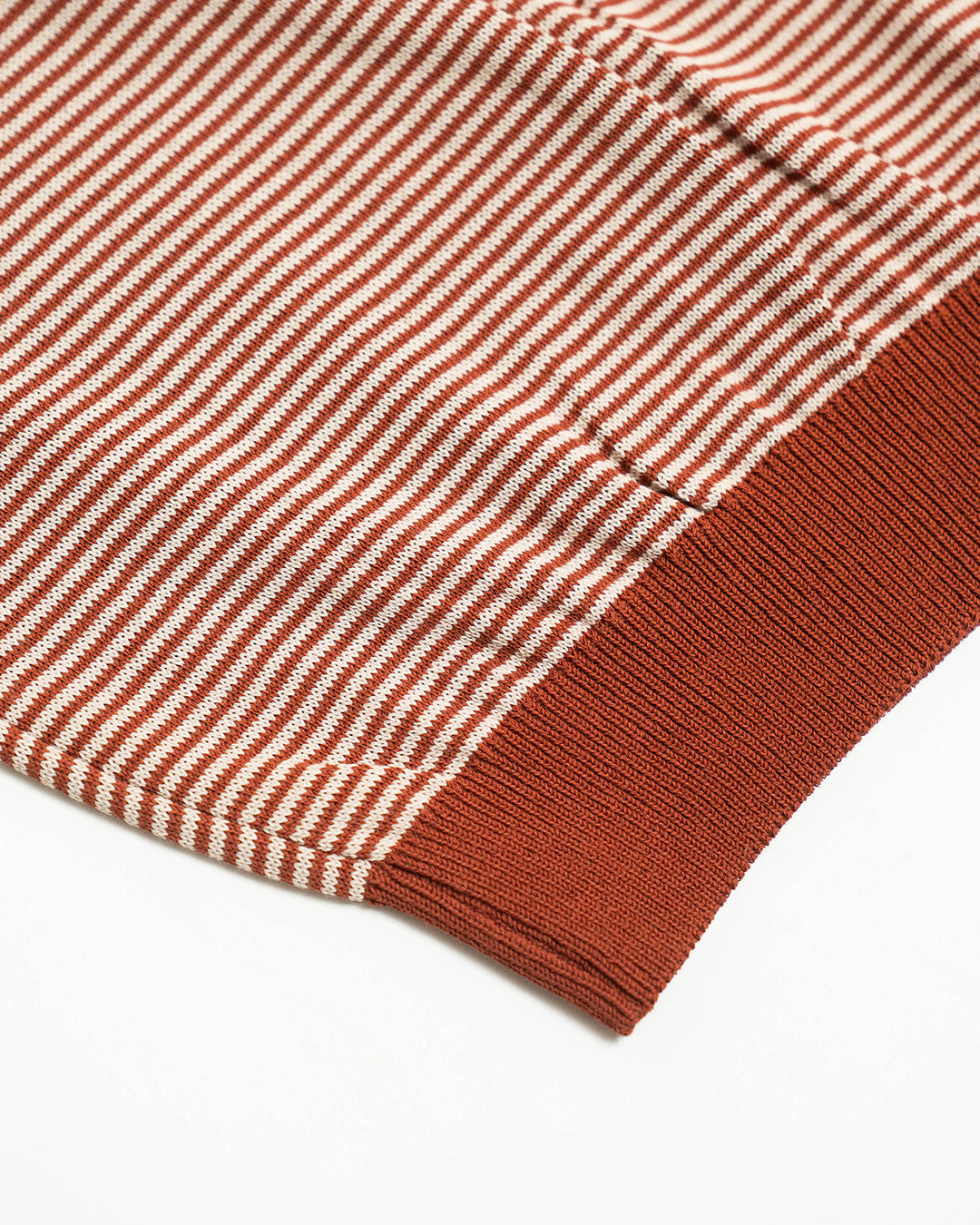 R.C.T. Striped Knit Semi Mockneck Tee – Brick/Beige