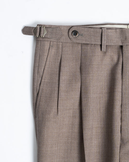 The Decorum Delon Trousers in Light Brown Wool