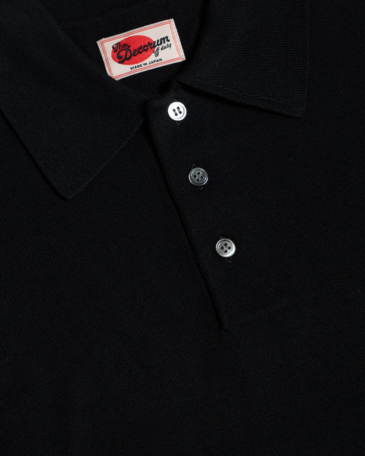 The Decorum Silk Knit Polo Shirt - Black