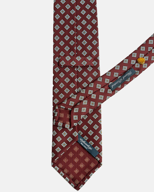 Bigi Cravatte Burgandy Geometric Printed Tie