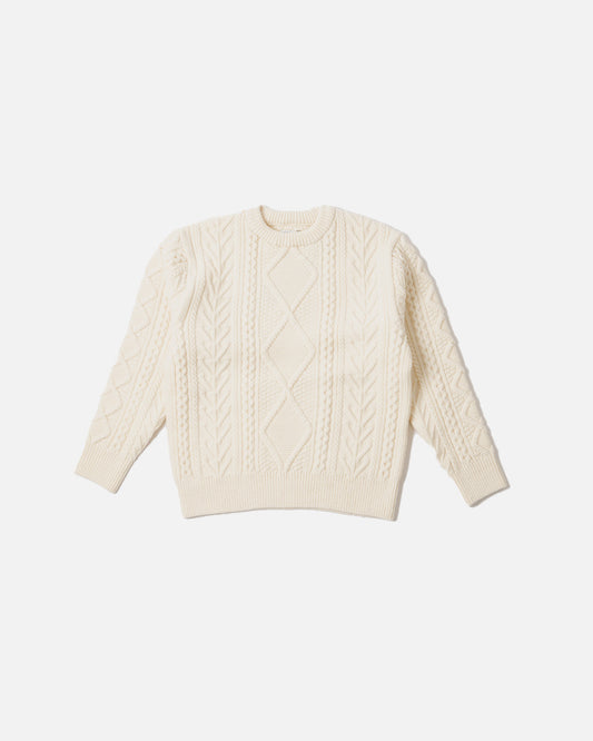 Yonetomi French Merino Aran Knit Pullover White