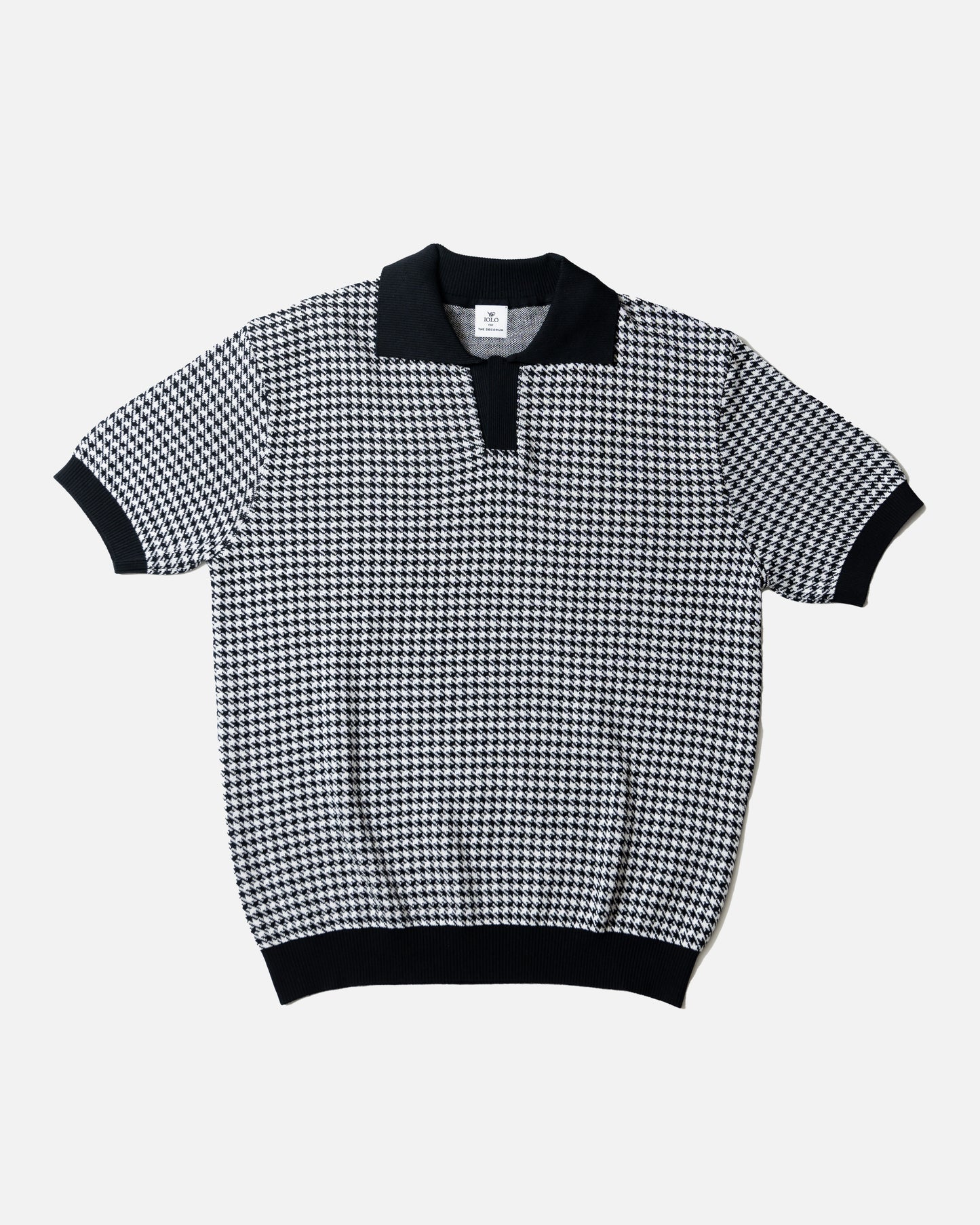 Iolo houndstooth Half Collar Polo Black/White