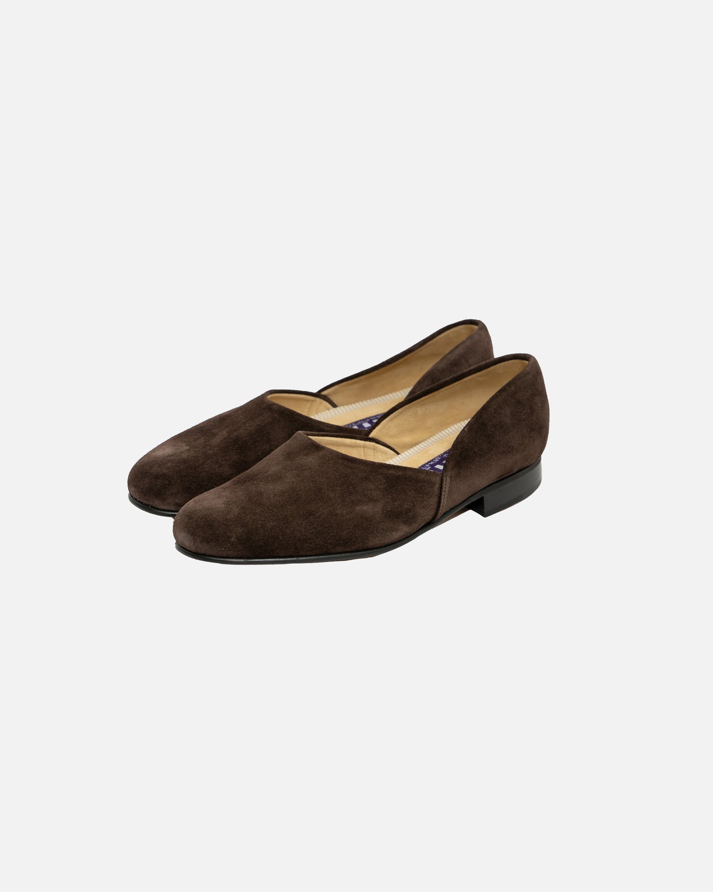 Bowhill and Elliott Chocolate Suede Grecian Slippers