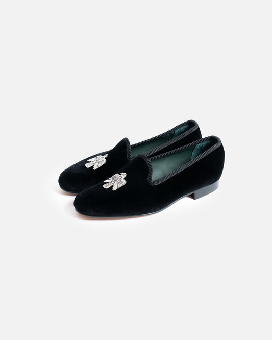 Bryceland's x Bowhill & Elliott Velvet Slippers Black (Thunderbird)