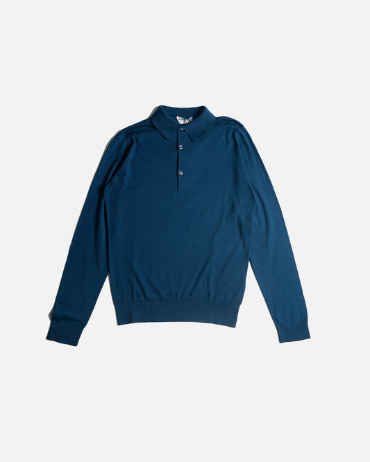 John Smedley Bradwell Sea Island Cotton Polo Shirt Indigo