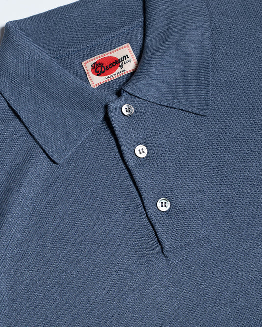 The Decorum Silk Knit Polo Shirt - Dusty Blue