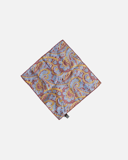 Calabrese Elephant Pocket Square - Maroon/Yellow