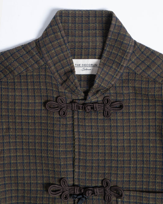 YK Brown / Navy Mandarin Over Shirt