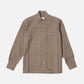 YK Dark Taupe Linen Stand Collar Work Jacket