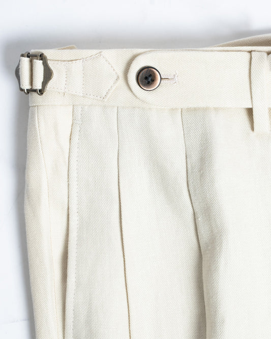 The Decorum Delon Trousers in Cream Linen