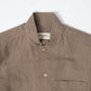 YK Dark Taupe Linen Stand Collar Work Jacket