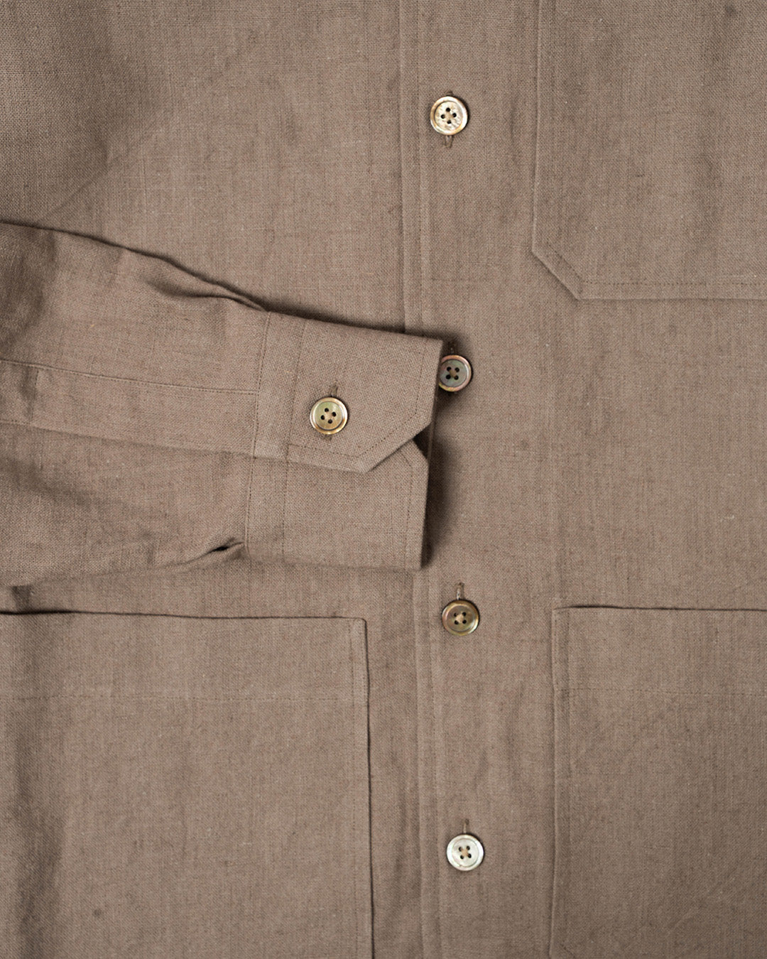 YK Dark Taupe Linen Stand Collar Work Jacket