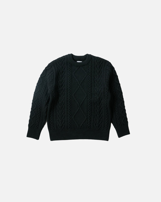 Yonetomi French Merino Aran Knit Pullover Black