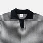 Iolo houndstooth Half Collar Polo Black/White