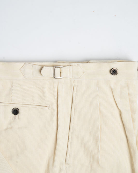 The Decorum Grant Trousers in Cream Cotton Corduroy