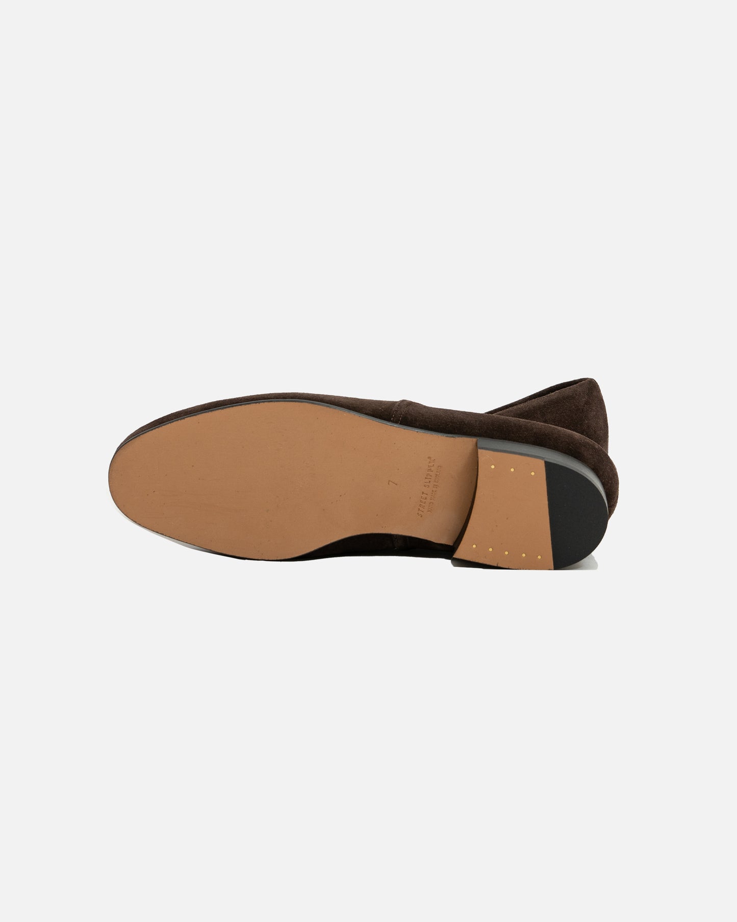 Bowhill and Elliott Chocolate Suede Grecian Slippers