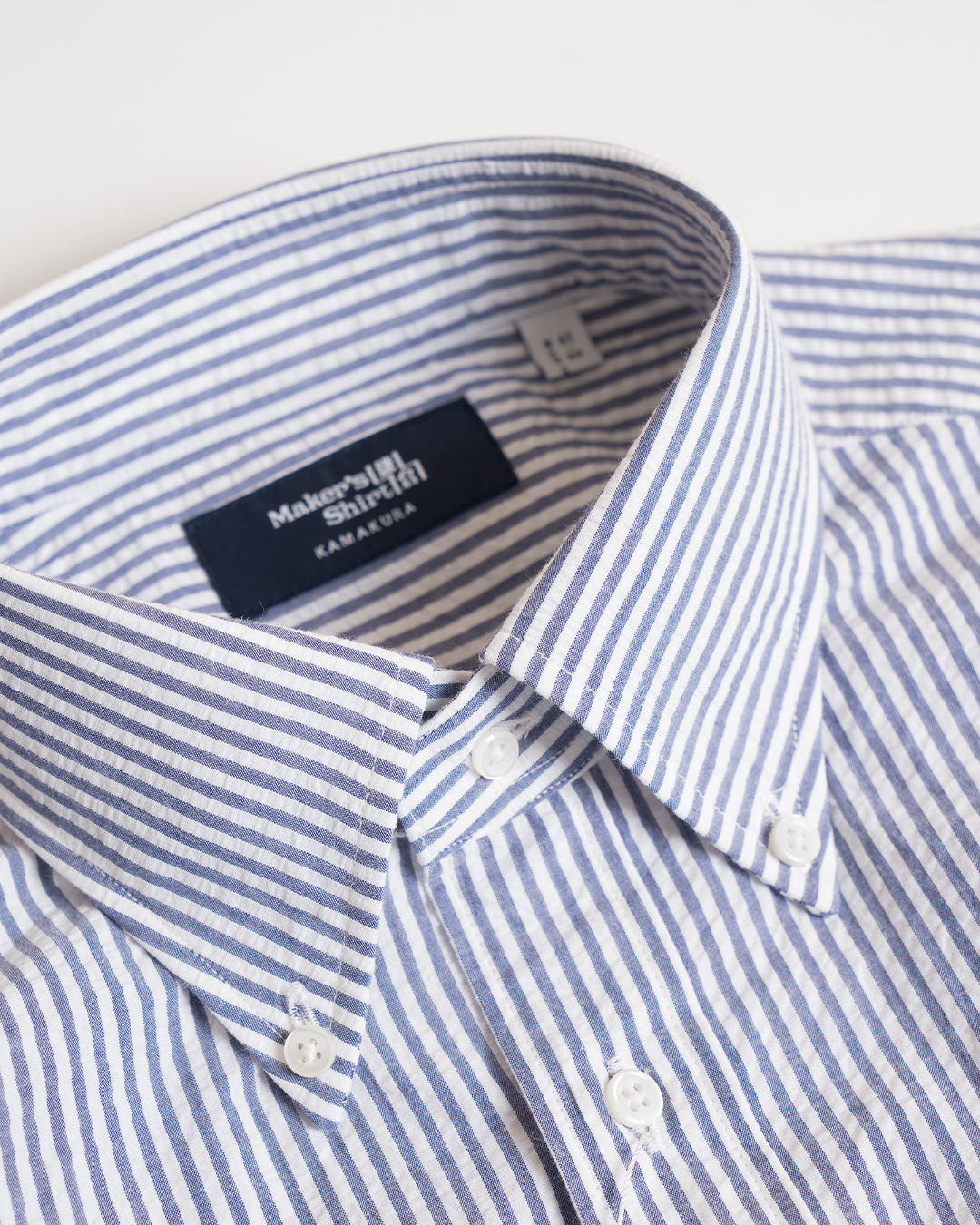 Kamakura Navy Stripe Seersucker Shirt