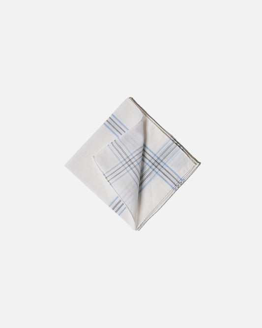 Simonnot Godard Aran White/Blue Stripe Pocket Square