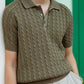 The Decorum Cable Knit Polo Shirt - Moss Green
