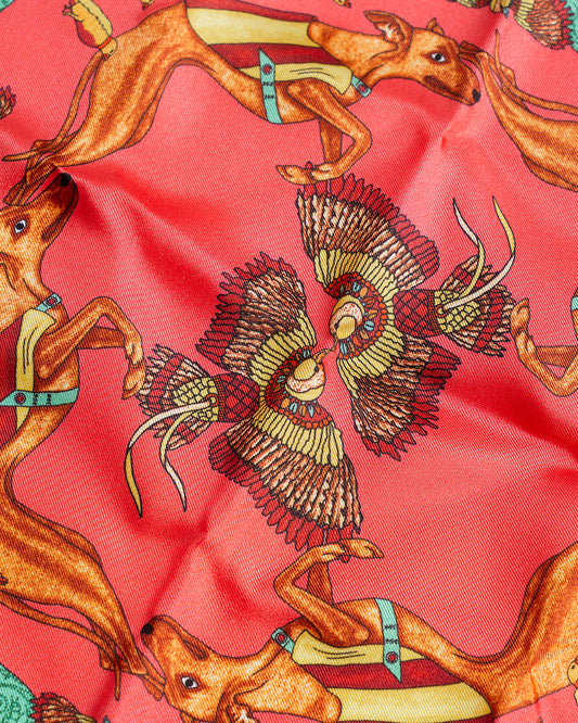 Calabrese The Hound Pocket Square - Pink/Red