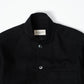 YK Black Linen Stand Collar Work Jacket