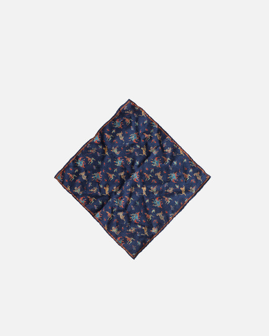 Calabrese Geometric Pocket Square - Navy/Red