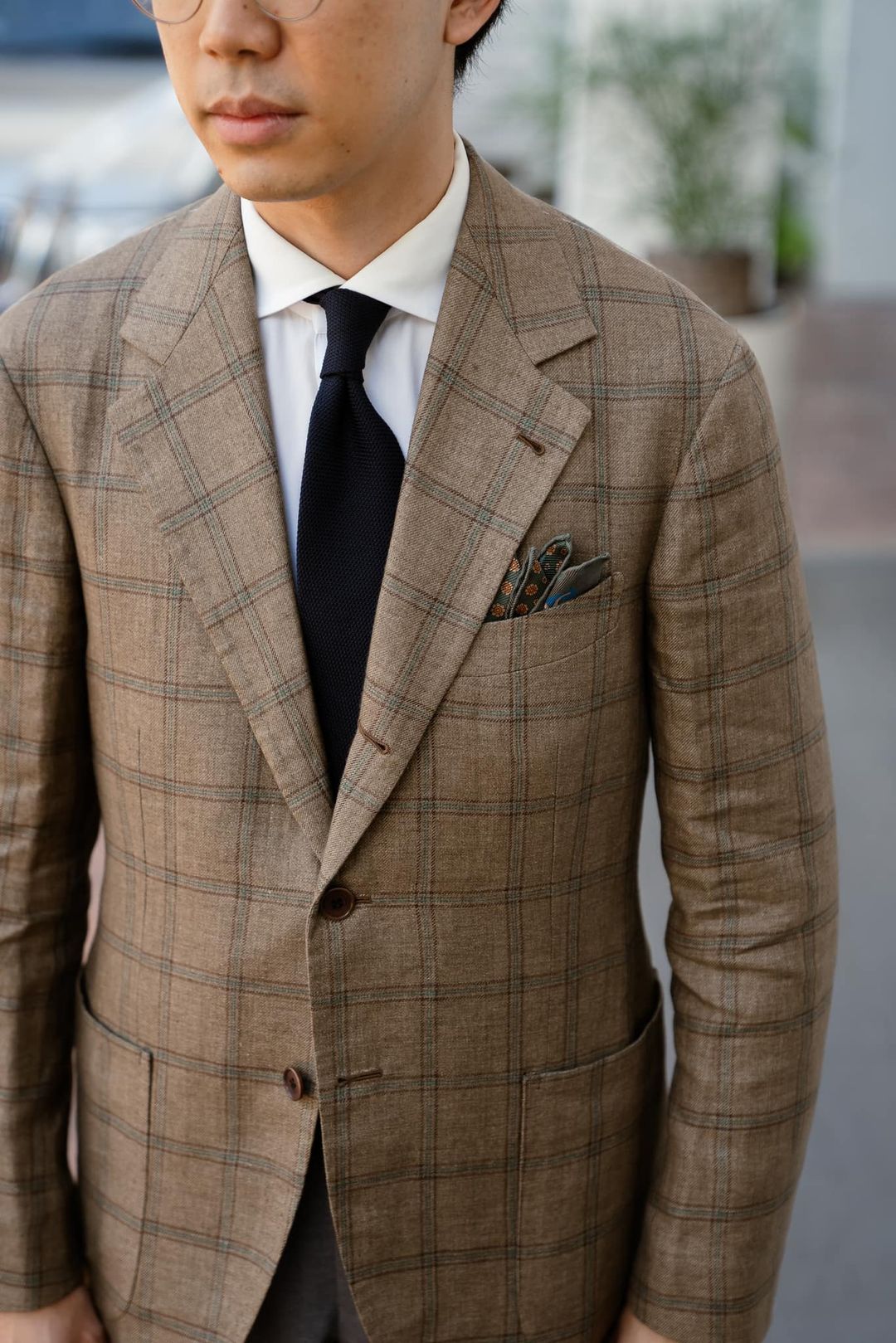 Casa del sarto Light Brown Check Linen Maison Hellard Sport Jacket