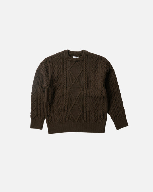 Yonetomi French Merino Aran Knit Pullover Brown