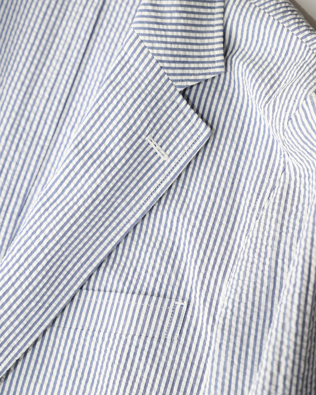 D.C. White Blue Striped Seersucker Sack Suit