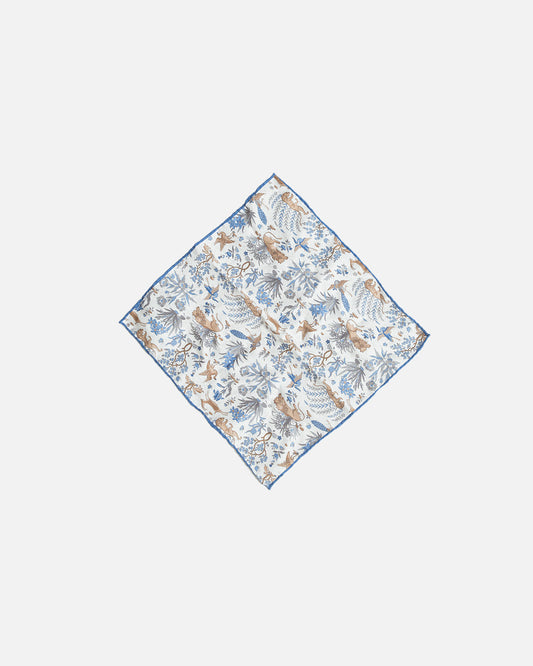 Calabrese Mythical Creatures Pocket Square - Cream/Blue