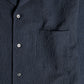 YK Navy Seersucker Long Sleeve Cabana Shirt FW24