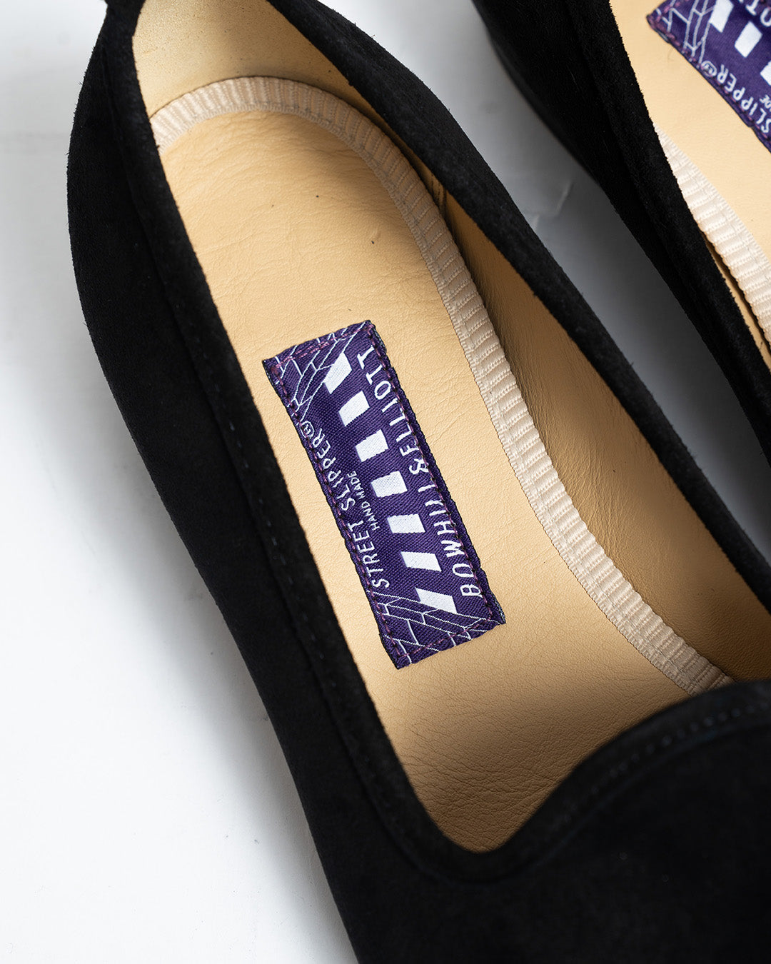 Bowhill and Elliott Black Suede Pump
