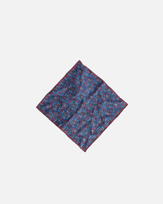 Calabrese Mythical Creatures Pocket Square - Navy/Red