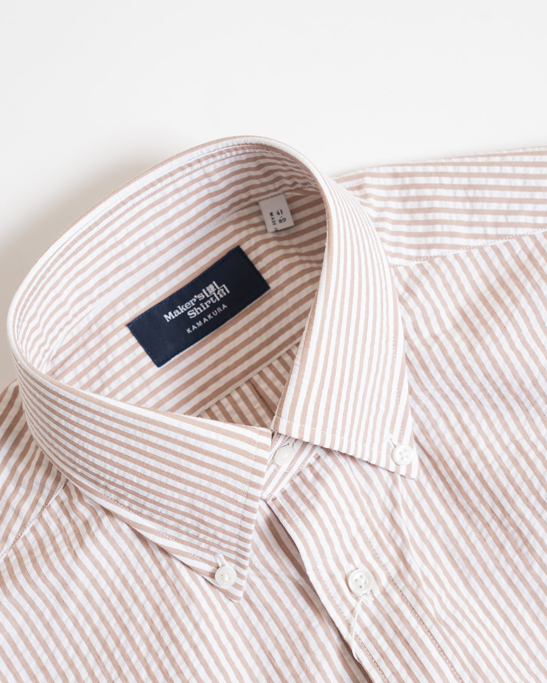 Kamakura Brown Stripe Seersucker Shirt