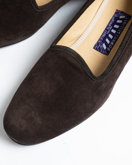 Bowhill and Elliott Chocolate Suede Pump