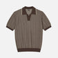Iolo Herringbone Half Collar Polo Shirt Brown