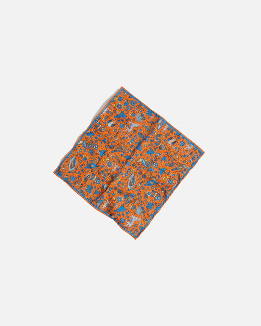Calabrese Mythical Creatures Pocket Square - Orange/Blue