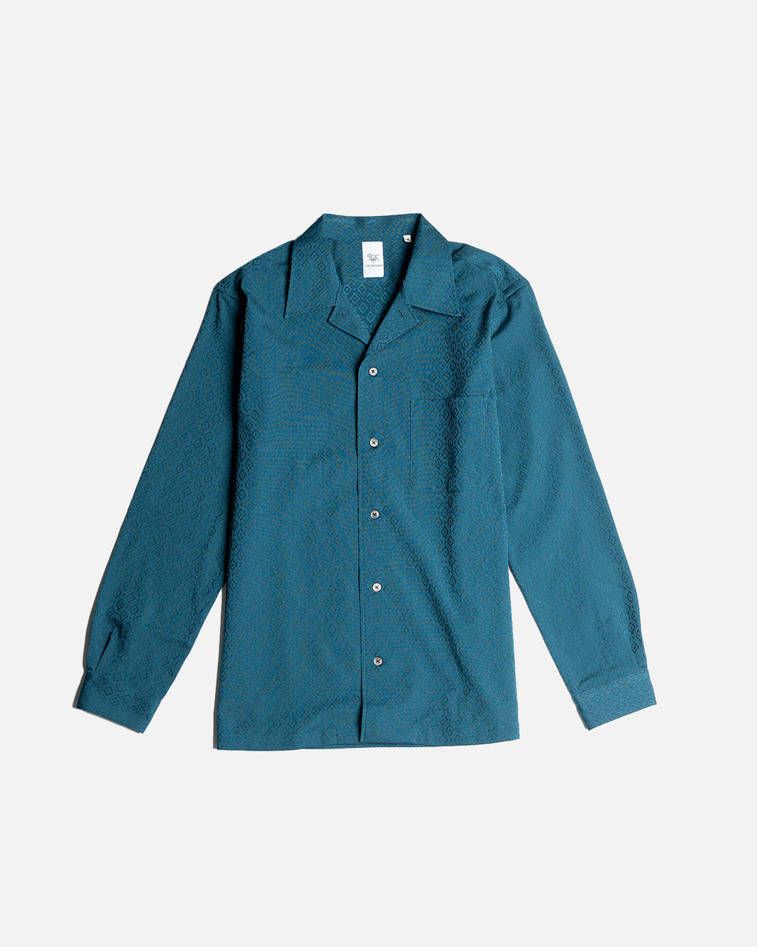 YK Green Jacquard Long Sleeve Cabana Shirt FW24