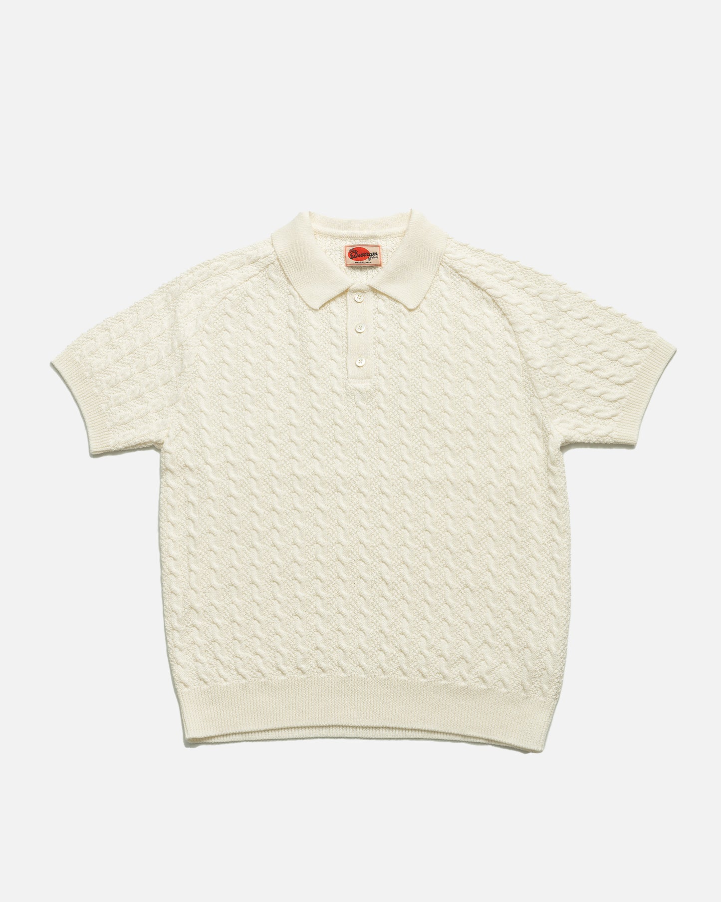 The Decorum Cable Knit Polo Shirt - Off white