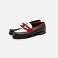 J.M. Weston 180 Loafer Navy/White/Burgundy Box Calf D Width